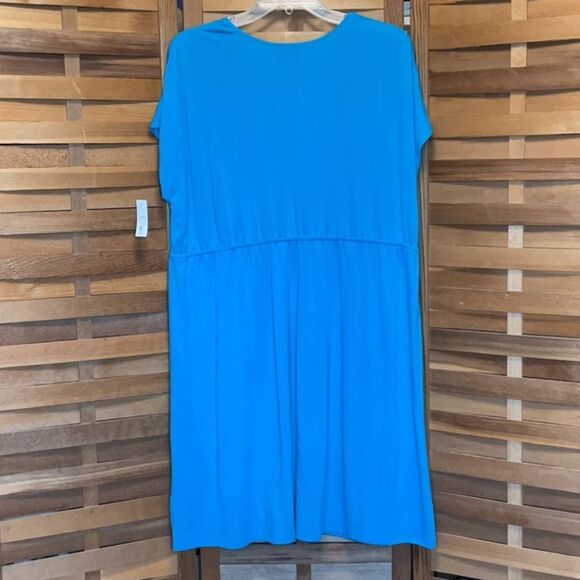NWT Faded Glory Blue Dress V-Neck Empire Waist Women’s size Large XL Polyester - Picture 2 of 7